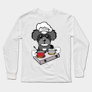 Funny schnauzer is cooking Long Sleeve T-Shirt